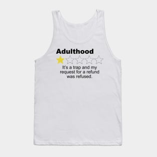 Adulthood Trap One Star Review - Sarcastic Humor Tank Top